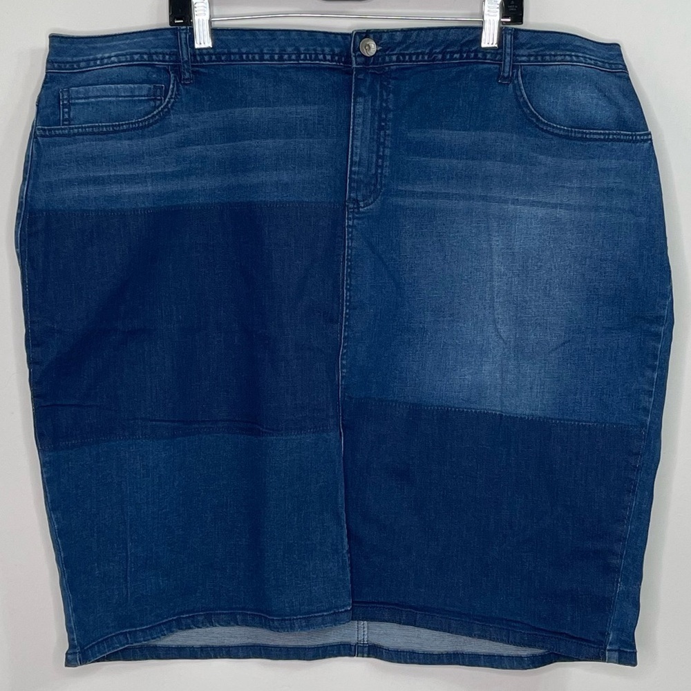 Cato Denim Patchwork Pencil Skirt Size 26W